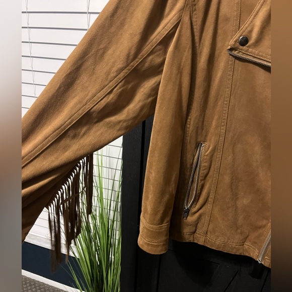Kate and Mallory plus size faux suede fringe moto jacket - Picture 5 of 8